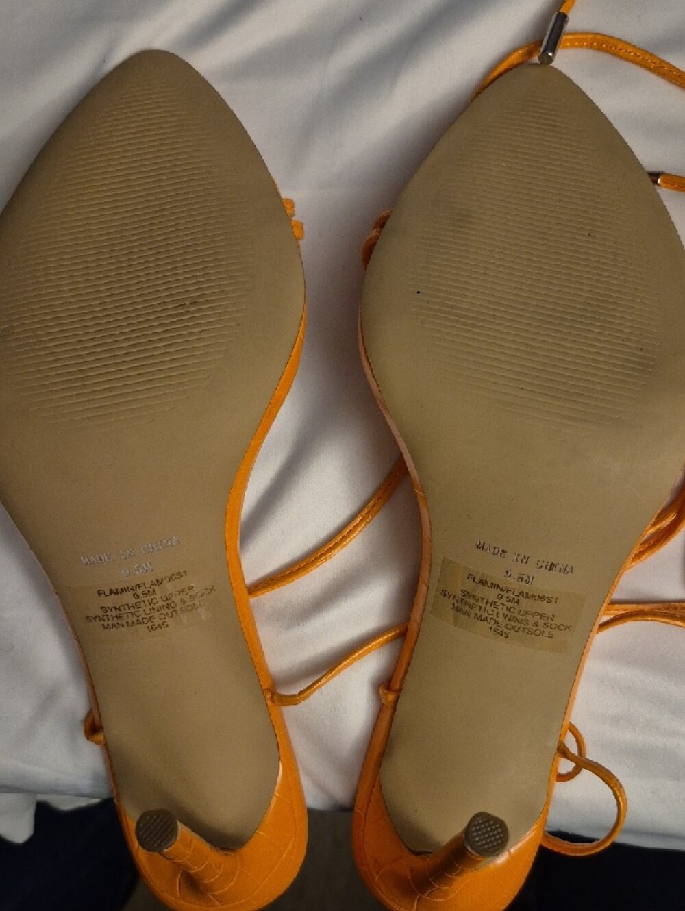 Steve Madden Orange Croc-Embossed Pointed Toe Strappy Heels - Picture 3 of 4